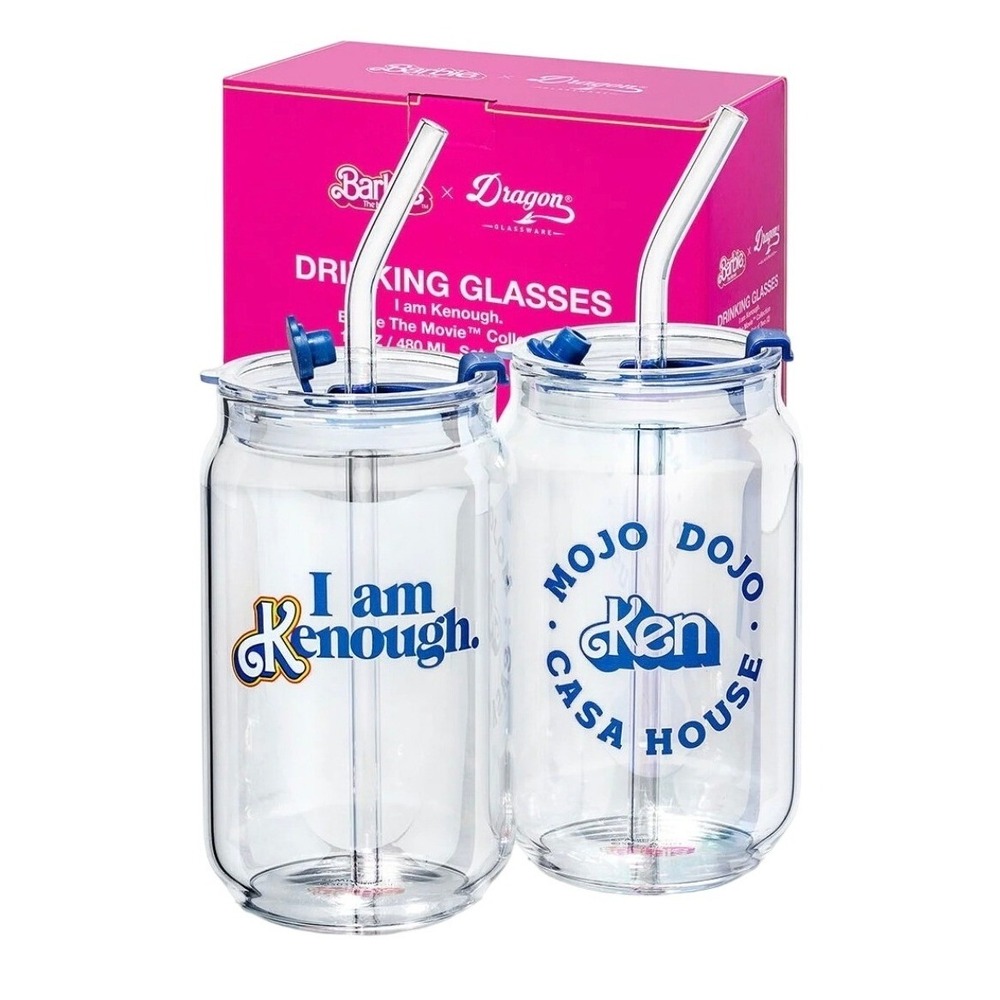 Barbie The Movie Ken Dragon Glassware Set of 2 I am Kenough‎ 16 oz Tumblers